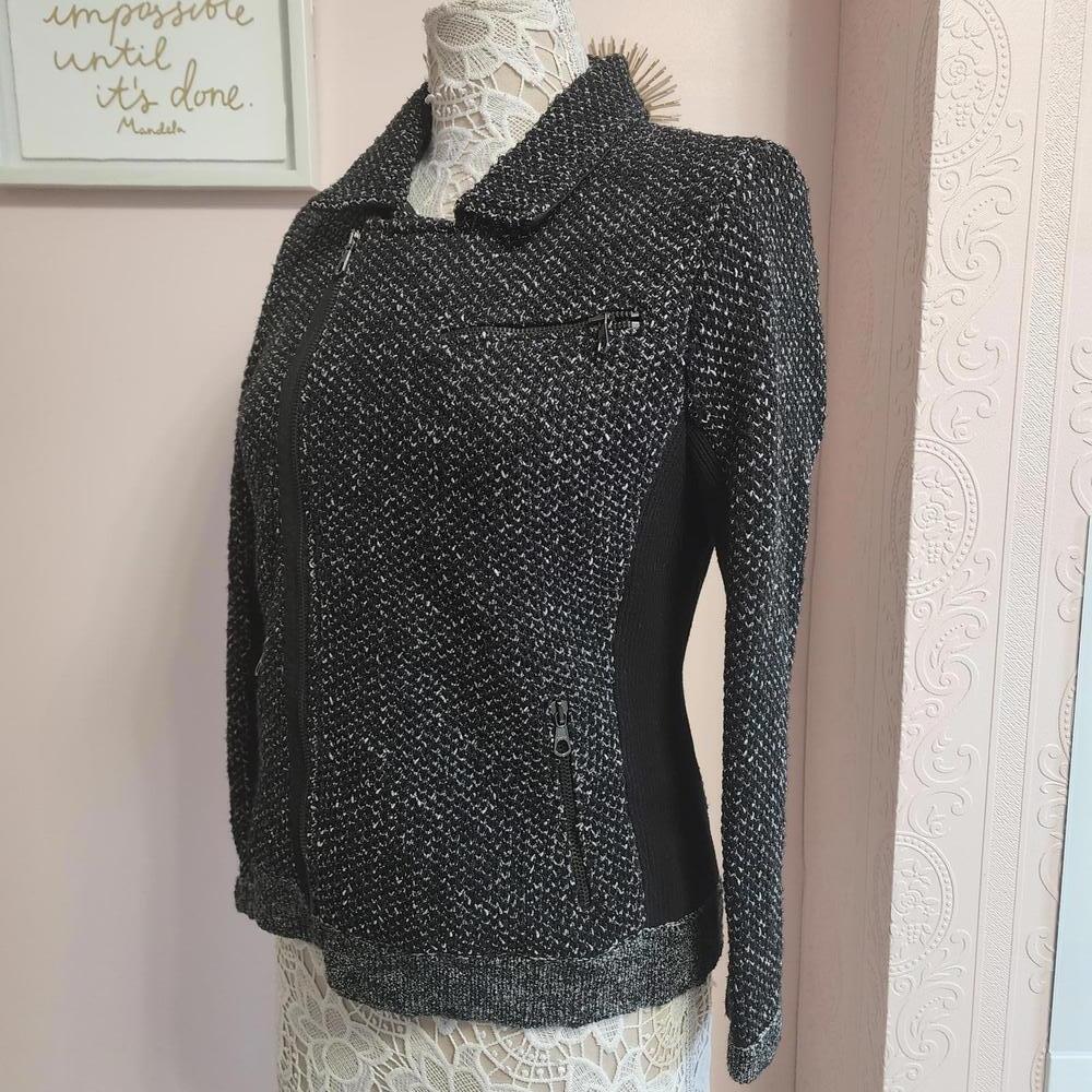 Flawless Rag and Bone Melinda Grey Knit Moto Style Jacket Zip Front M